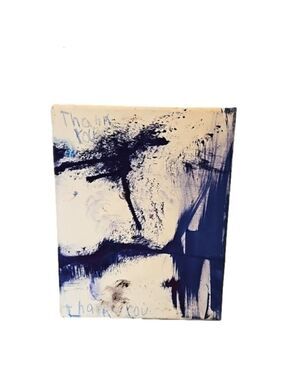 Hand Crafted Thank You Painting Blue Floral Art 8 x 10